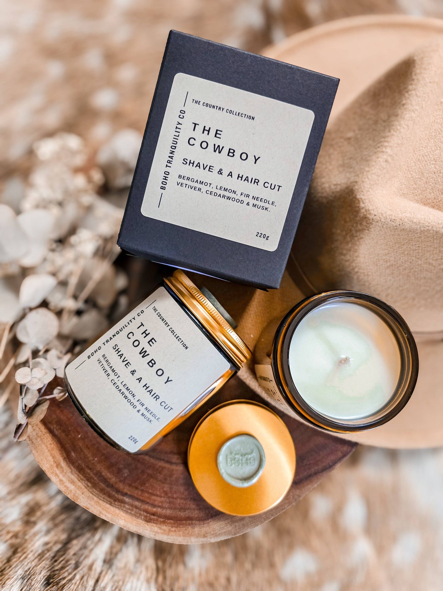 THE COUNTRY COLLECTION: THE COWBOY - MEDIUM GLASS CANDLE