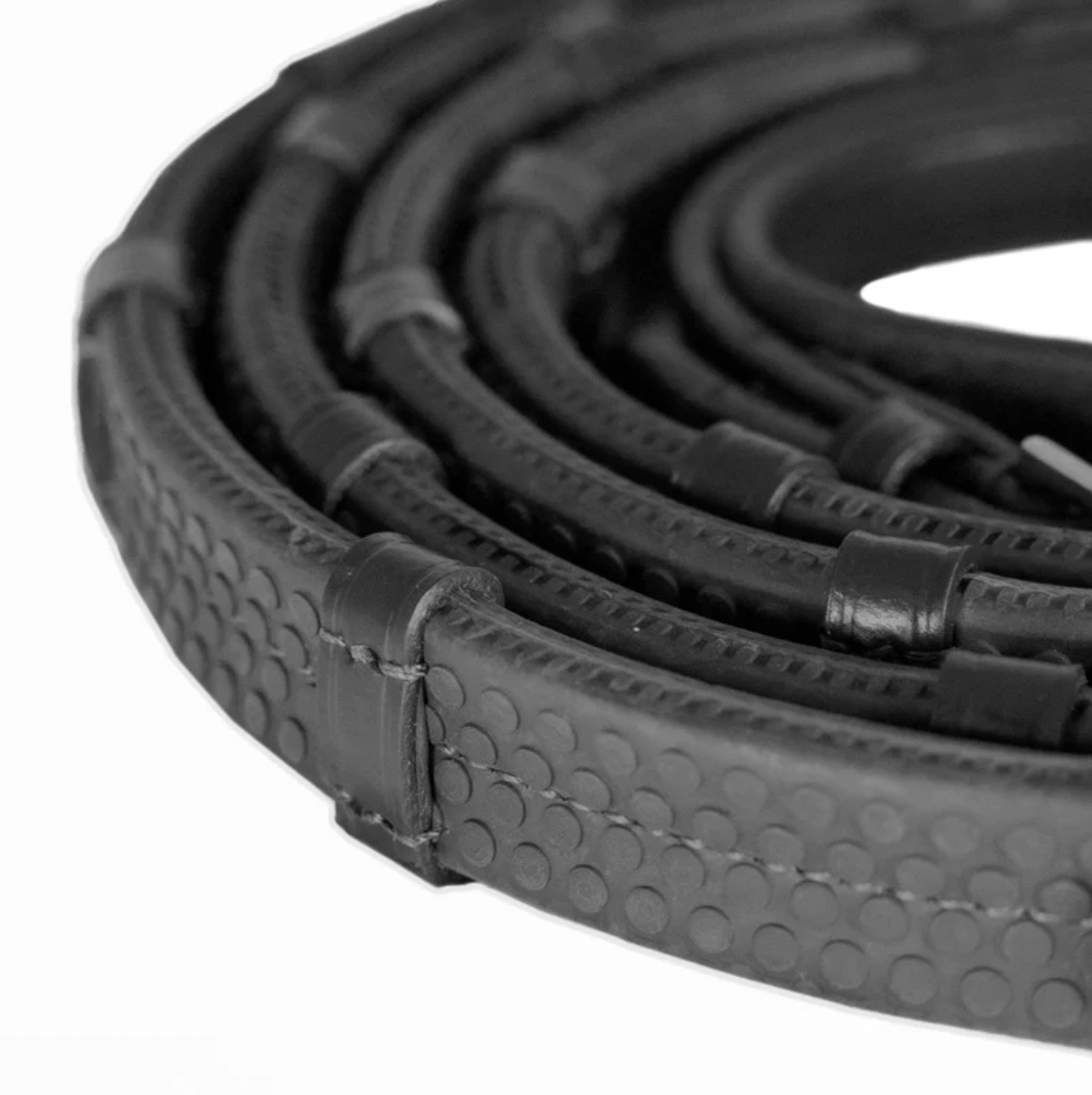 Rubber Grip Split Black Reins - FULL