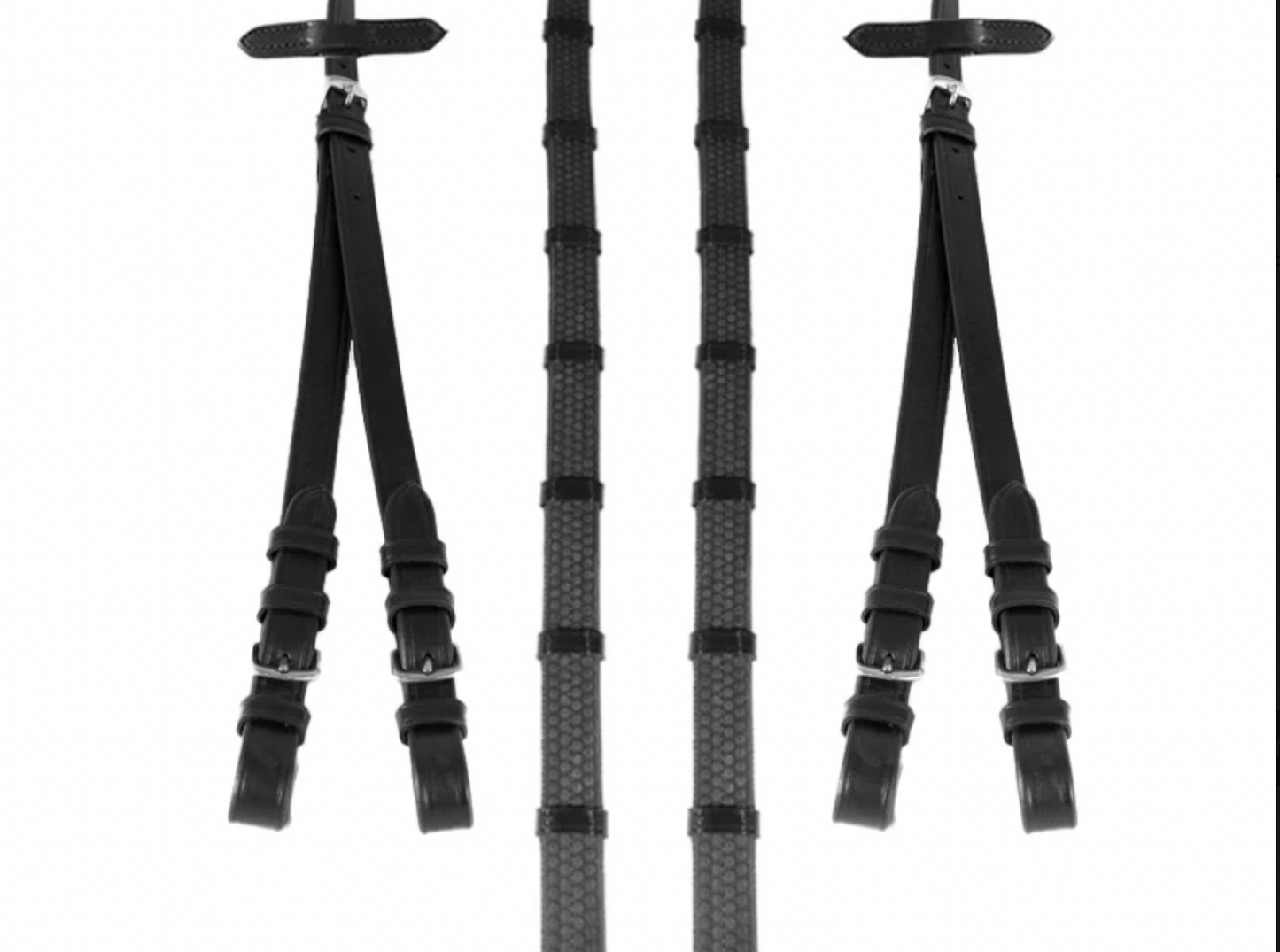 Rubber Grip Split Black Reins - FULL