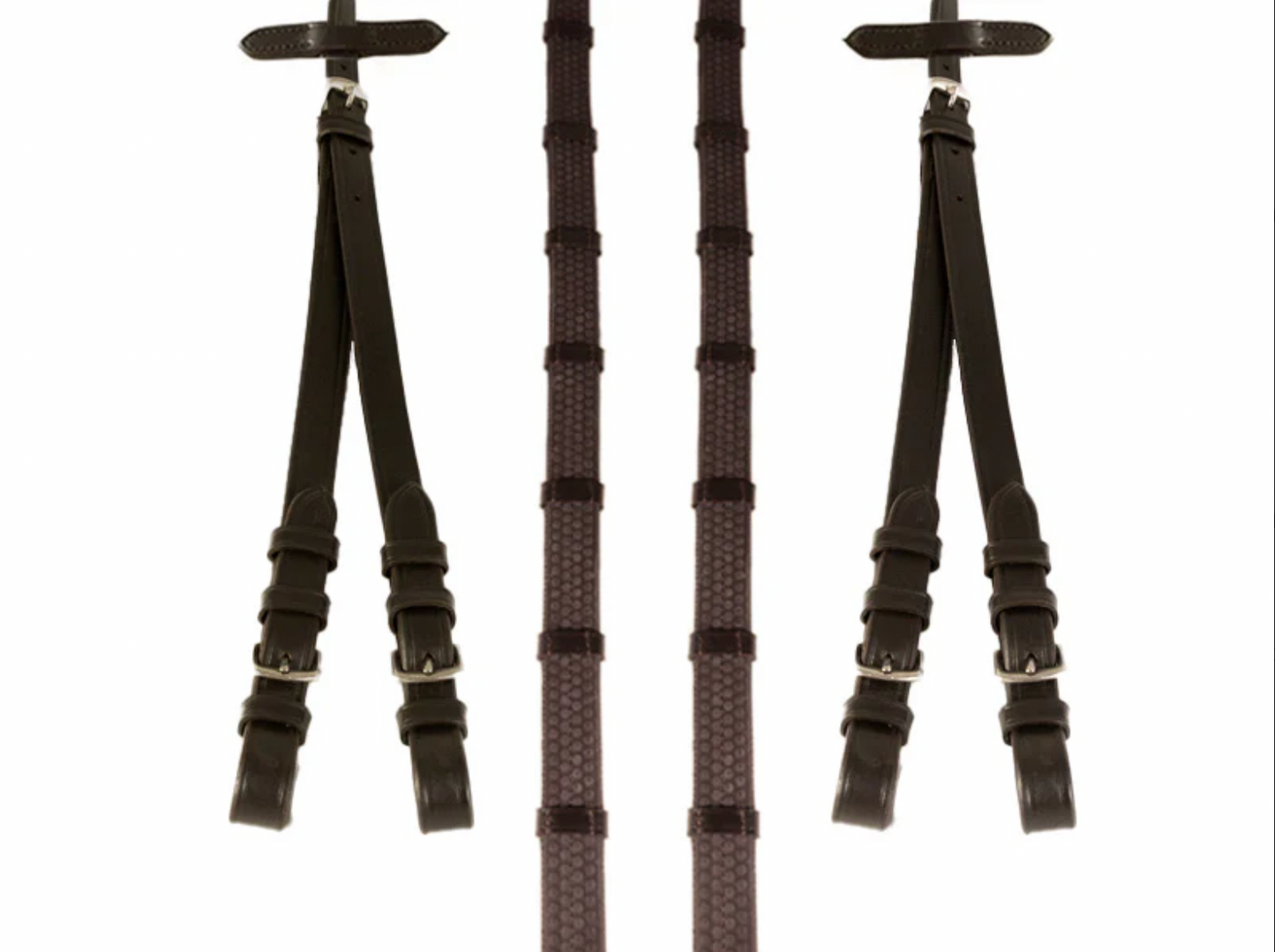 Rubber Grip Split HAVANA Reins - FULL