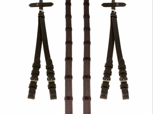 Rubber Grip Split HAVANA Reins - FULL