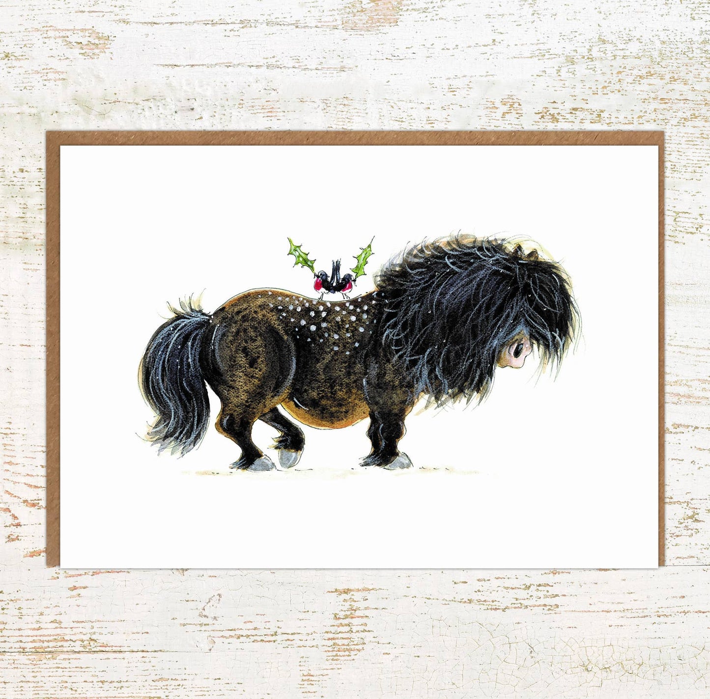 Pudding Pony Christmas Card - Shetland Pony Holiday Card