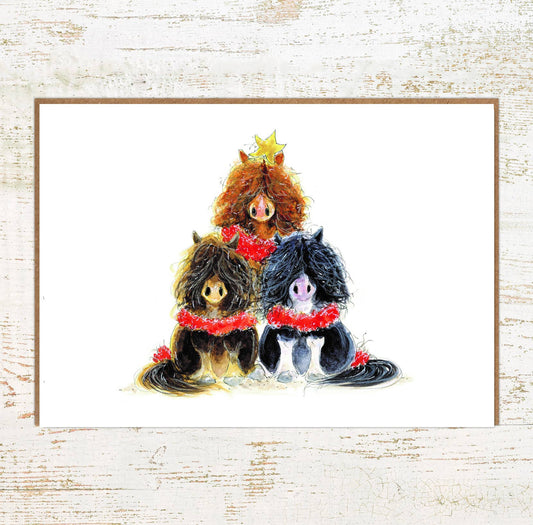 Pony Tree Christmas Card - A6 Pony Holiday Greeting Card