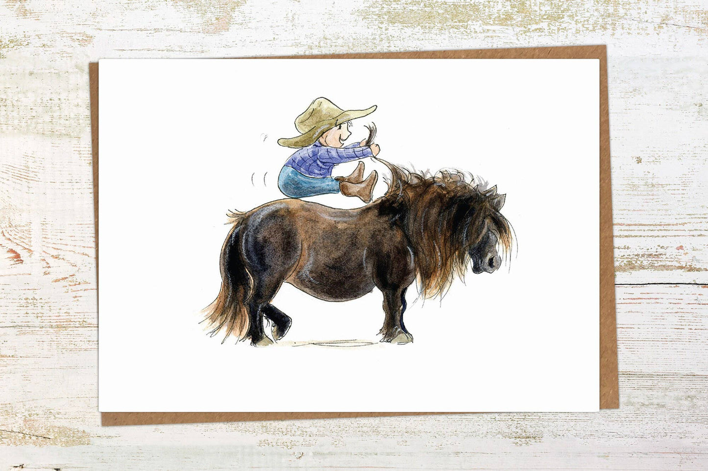 Where's The Go Button? - A6 Pony and Child Greeting Card