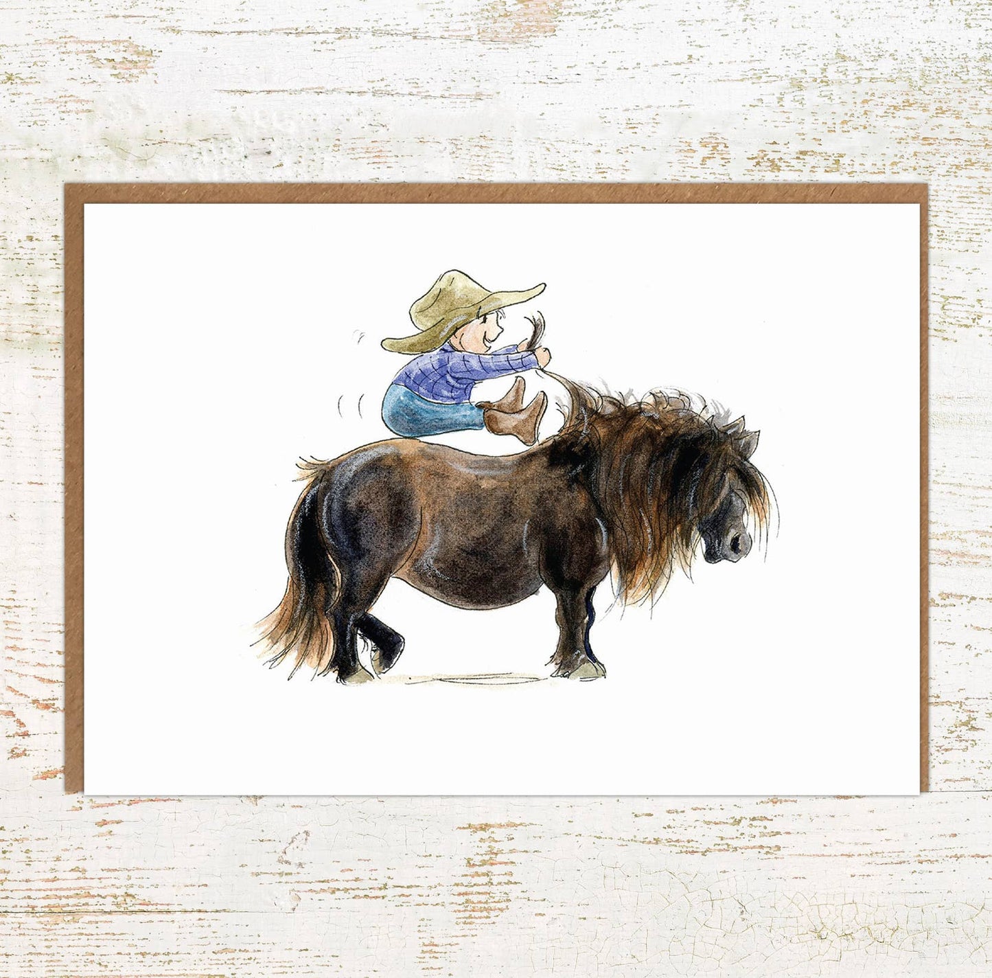 Where's The Go Button? - A6 Pony and Child Greeting Card