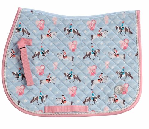 Bambino Pony Print Saddle Pad – Pale Blue/Pink